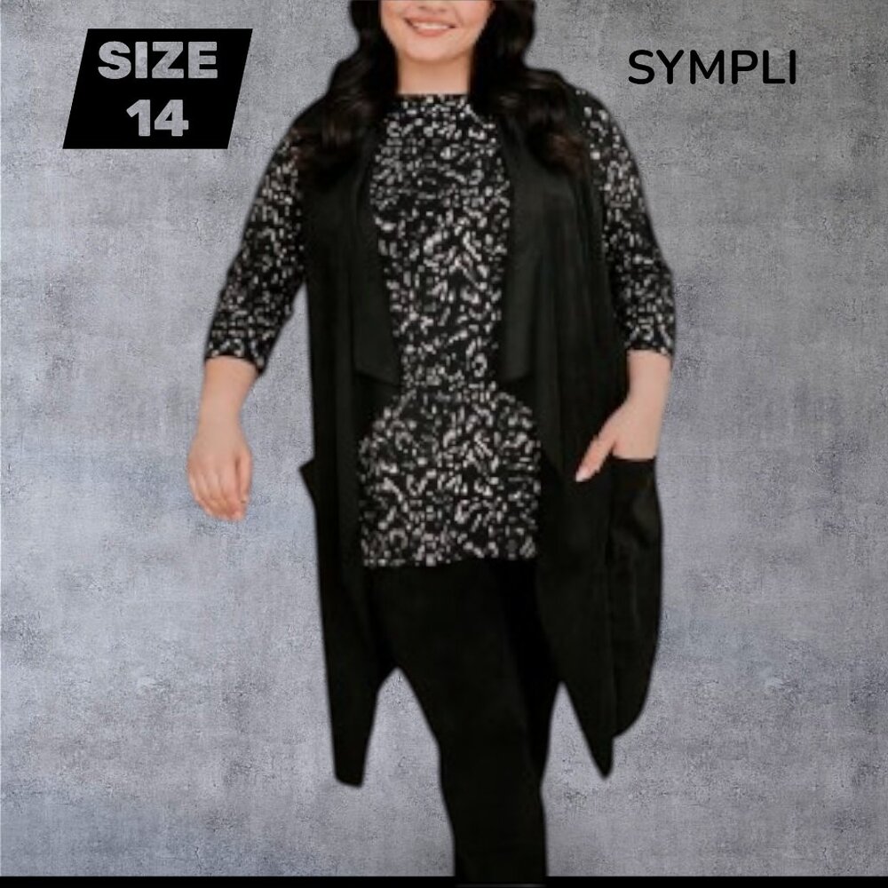SYMPLI - Faux Suede Key Vest - Black - Size 14 - NWT